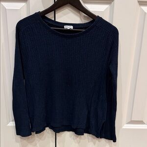 Splendid Dark Blue Textured Long Sleeve Top